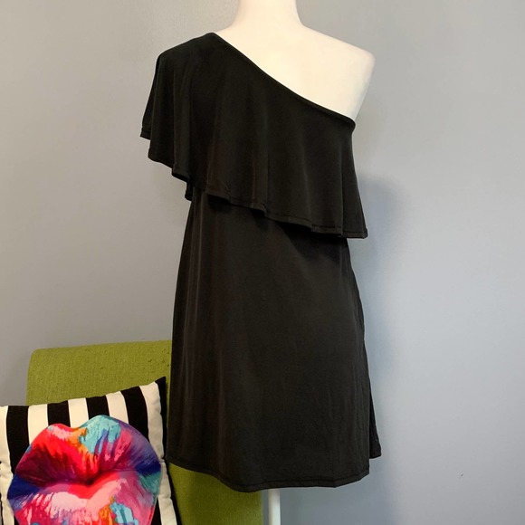BP Black One Shoulder Ruffle Mini Swing Dress XXS - Picture 6 of 6